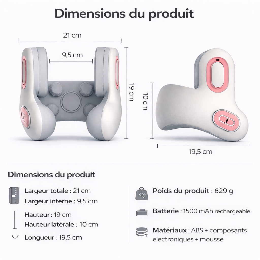 Coussin cervicale chauffant à massage par impulsion